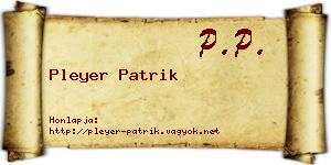 Pleyer Patrik névjegykártya